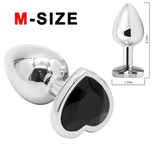 Anal Butt Plug Sex Toys Set Heart-Shaped Jewels Stainless Sex Toys for Women Men - Picture 29 of 36