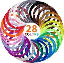 Kretrum 3D Pen Filament Refills 28 Colors 1.75mm PLA 3D Printing Pen Filament Re