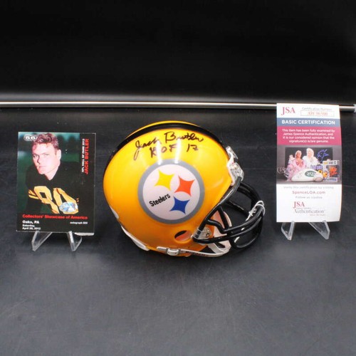 Jack Butler Signed Mini Helmet Steelers Auto HOF 12 Inscription JSA