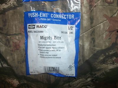 NEW~QTY (5) Raco Hubbell EMT Mighty Bite Push-to-Connectors 1/2'' Rac250MB (B102)