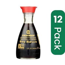 Kikkoman Soy Sauce Traditionally Brewed Non GMO - 5 Fl. oz Pack of 12 