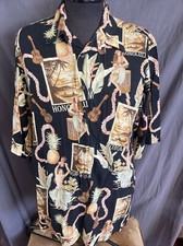 Vintage Reyn Spooner Button Down Hawaiian Shirt Postcard Hula Girl Ukulele XL