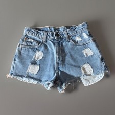 Vintage Levi s 27x2 Cut Off Denim Shorts Distressed Grunge Cotton Blue Res Tab