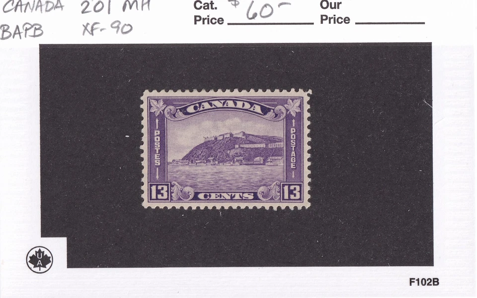 MATT'S STAMPS SCOTT CANADA #201, 13-CENT "THE CITADEL AT QUEBEC", MH, CV$60 - Image 3 of 3