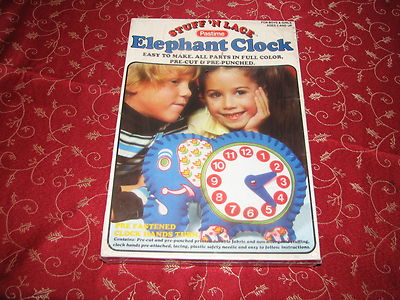 VTG Pastime Stuff 'N Lace Elephant Clock Craft Learning Educational MIB Sealed