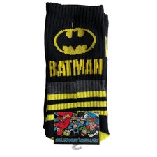 Batman DC Comics Socks 2 pair Men HYP Athletic Crew Socks Black Gray Yellow NEW