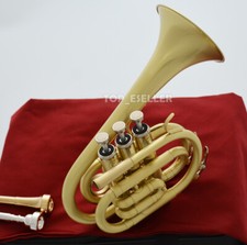 Dizzy style bell Newest Pocket Trumpet Brushed Brass finish With Case