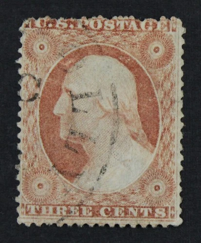 CKStamps: US Stamps Collection Scott#25 3c Washington Used Tiny Thin