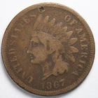 1867 Indian Head Penny Cent Very Good (VG) Details
