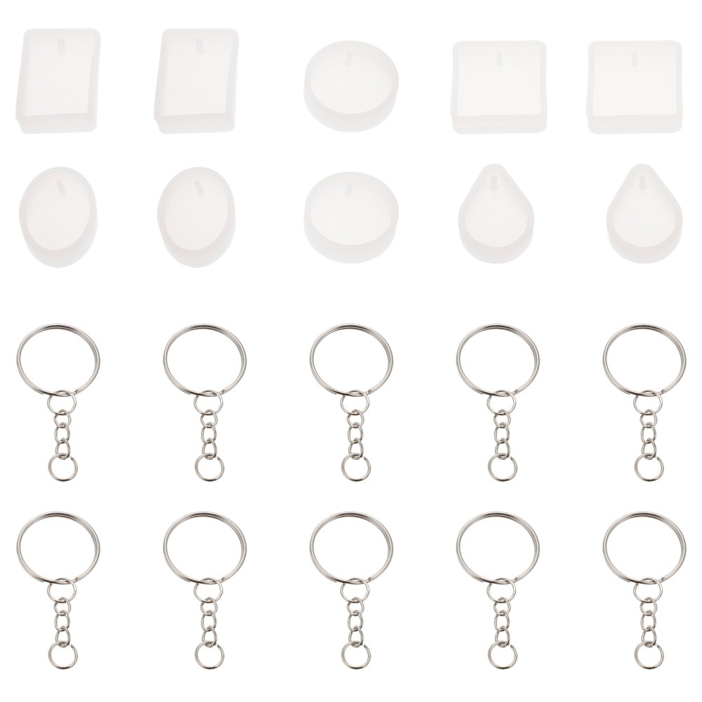 10-Pack Flexible Resin Keychain Molds for Glue Drip Pendants