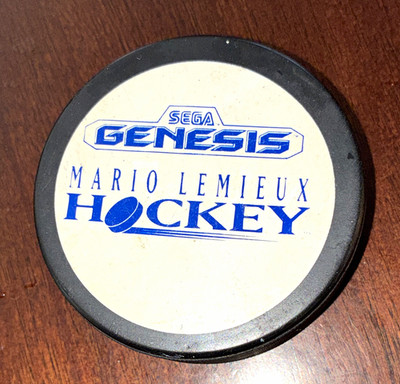 SEGA Genesis Mario Lemieux NHL Hockey Puck #66 Printed Signature Black/White