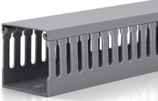 2x2in Rack Cable Management 6.6FT PVC Raceway Kit, Open Slot Wire Duct, Grey