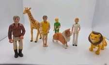VTG 1970s Fisher Price Safari Lion Giraffe 4 Adventure People Figures Collie Dog