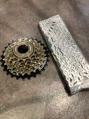 Shimano 6-fach Schraubfreilauf Block und Kette Combo Kit - Übersetzung 14-28