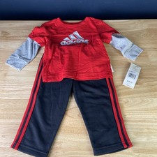 Adidas Kids Joggers 2-piece Set Size 12 Months - Black -red