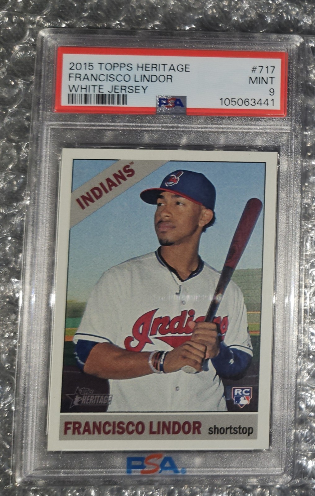 2015 Topps Heritage #717 Francisco Lindor Rookie PSA 9, Mets, Indians