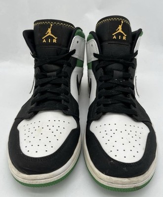 Air Jordan 1 SE Mid Oakland Size 9.5 Pre-Owned 852542-101 Black Yellow Green
