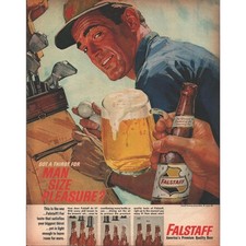 1964 Falstaff Beer Man Size Pleasure Dad Playing Golf Cold Mug 60s Print Ad g1