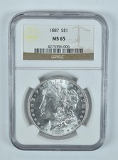 1887 Morgan Silver Dollar MS65 NGC Brown Label
