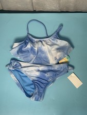 Breaking Waves Big Girls Blue 2-Pc. Flounce Bikini Swimsuit Size 10