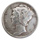 1938-D Mercury Dime F Fine 90% Silver