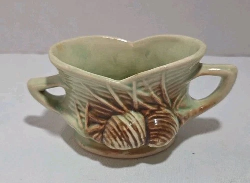McCoy Pine Cone Open Sugar Bowl Vintage Pottery USA 1940s Holiday