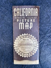 Rare Vintage 1936 California  official Tourist Picture road Map