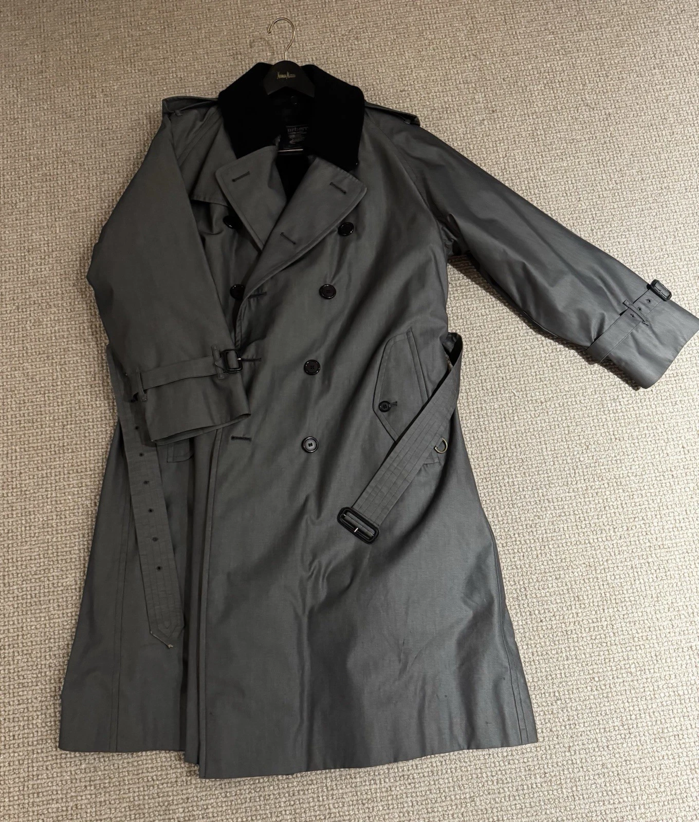 Burberry London Men's Canvas Trench Coat | Made in England | Gray | Size 52 - product detail image 9