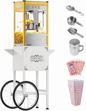 10oz Kettle 40 Cups Commercial Popcorn Popper Maker Machine with Cart 850W Gold