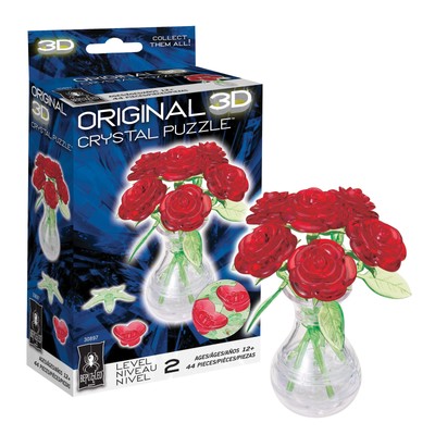 Bepuzzled | Roses In Vase Original 3D Crystal Puzzle, Ages 12 And Up, 