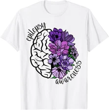 Epilepsy Awareness Purple Brain Flower Cute Support Unisex T-Shirt