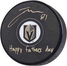 Jonathan Marchessault Golden Knights Signed Hockey Puck w/Father's Day! Insc
