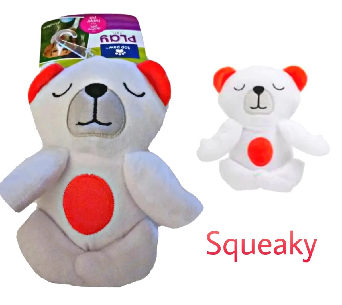 Small Squeaky Plush Dog Toy White