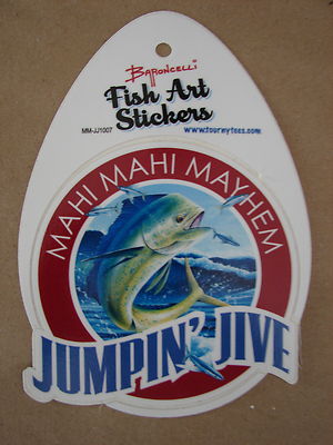 Mahi Mahi Mayhem Jumpin' Jive 4'' x 4 1/2''  Baroncelli Fish Art Sticker