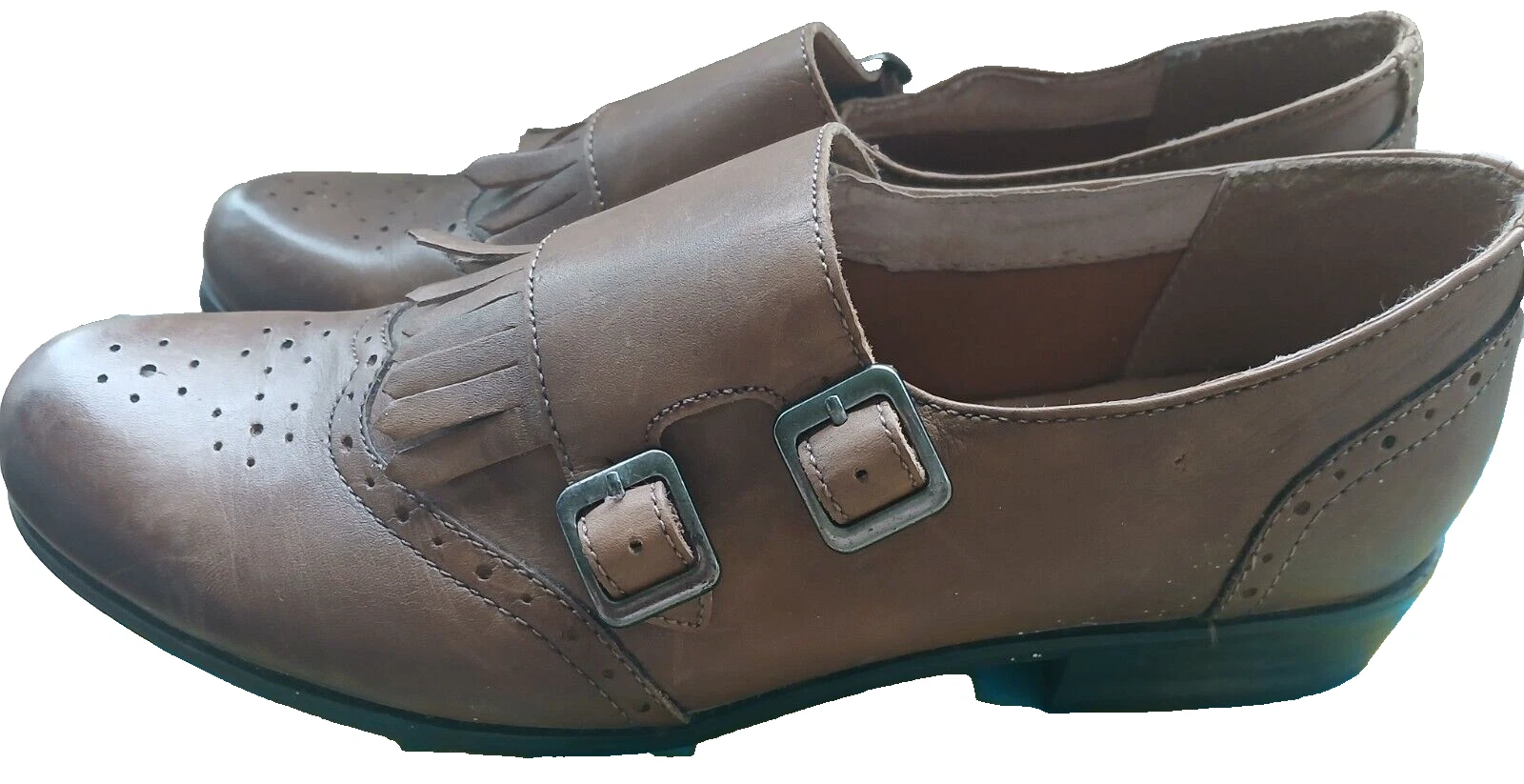 MOCASSINO PIATTO CLARKS IN PELLE MARRONE SCARPE SLIP UK 7 RRP £ 60 EX DISPLAY