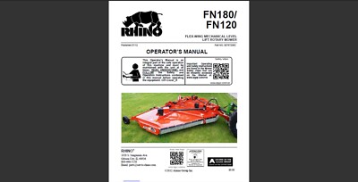 Rhino FN180 & FN120 FLEX-WING MECHANICAL LEVEL LIFT ROTARY MOWER Manual