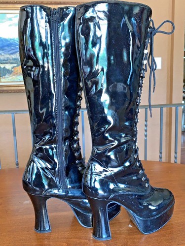 black patent gogo boots