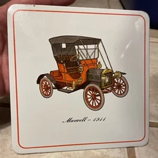 1911 Maxwell Automobile Car on 1960's Tin Metal USA 6" Trivet Hot Pad Wall Decor