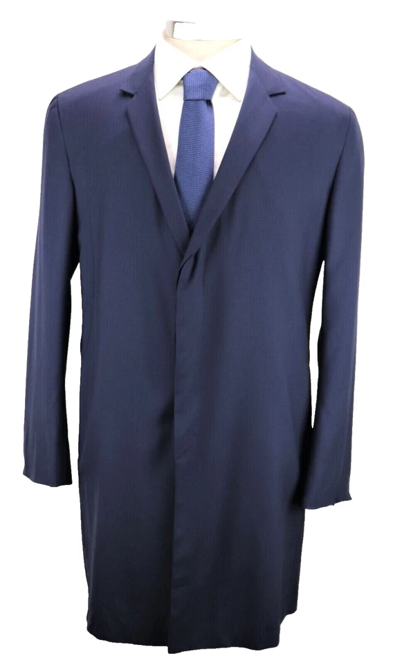 $6570 KNT Kiton Overcoat 38 R (48 EU) Mens Navy 14 Micron Wool Light Jacket - Image 2 of 4