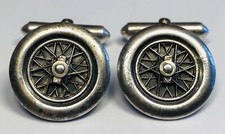 Vintage 1950s Trebor Co Sterling Silver Auto Racing Tires Spokes Cufflinks Vintage 1950s Trebor Co Sterling Silver Auto Racing Tires Spokes Cufflinks
