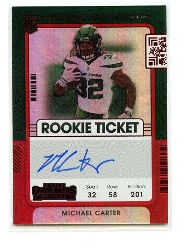 2021 PANINI CONTENDERS ROOKIE TICKET # 129 MICHAEL CARTER RC AUTOGRAPH JETS MINT - Picture 1 of 2