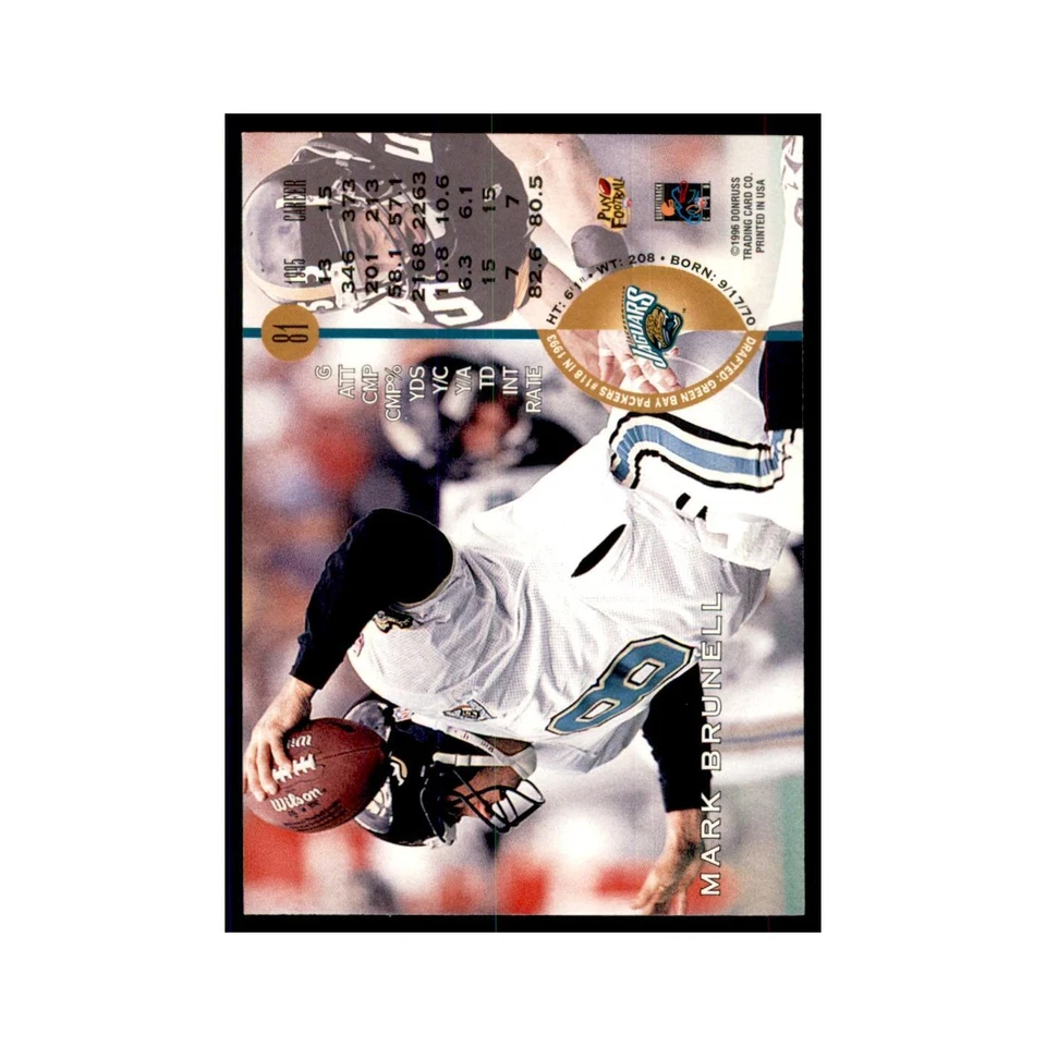 1996 Leaf Mark Brunell Jaguars #81 - Image 2 of 3
