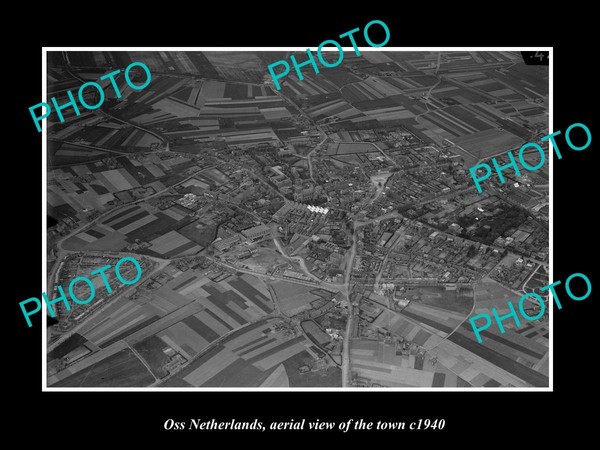 OLD LARGE HISTORIC PHOTO OSS NETHERLANDS AERIAL VIEW OF THE TOWN c1940
