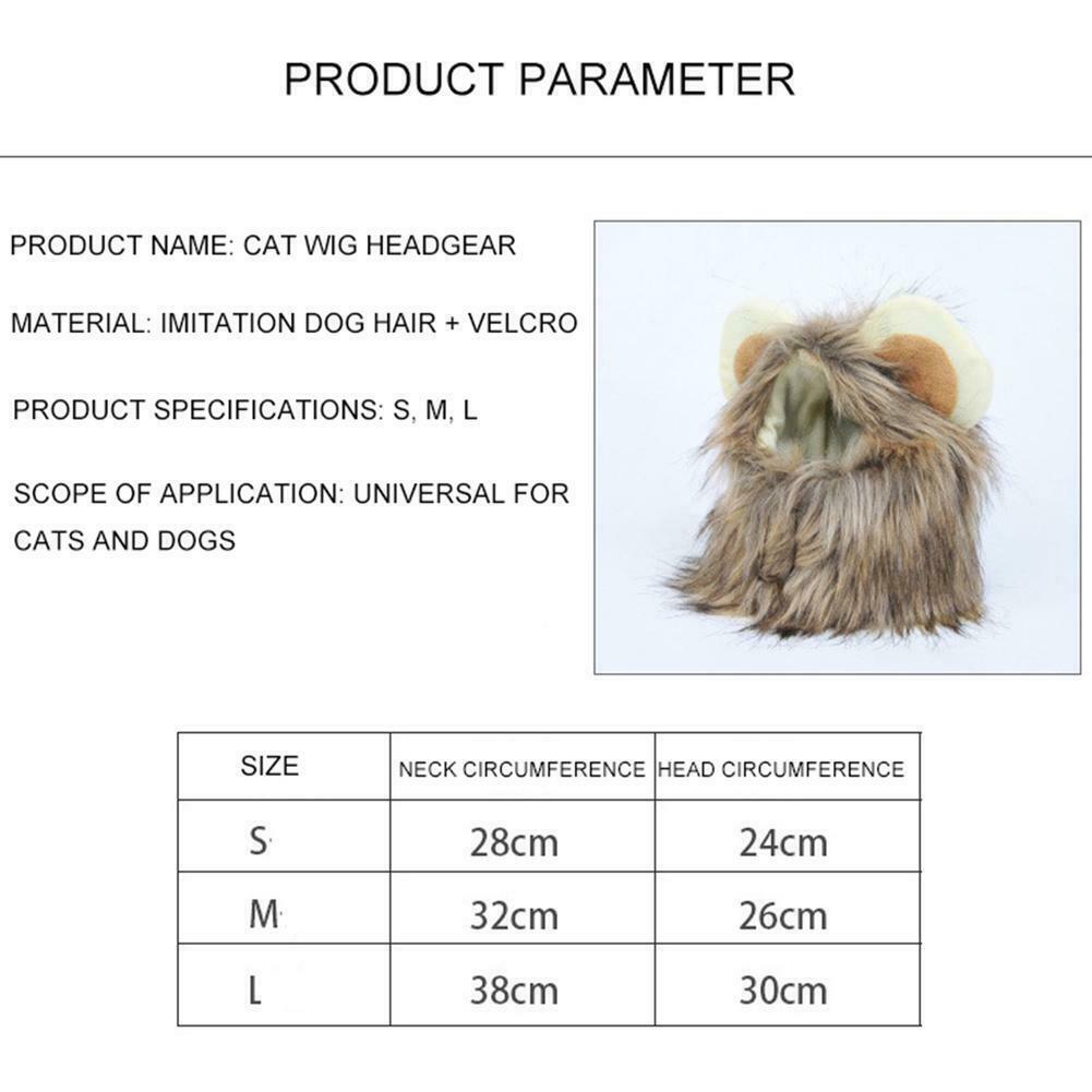 CAT LION CLOTHES HAIR FUNNY Pet MANE WIG Headgear Hat DRESS UP COSTUME G2X8  new.