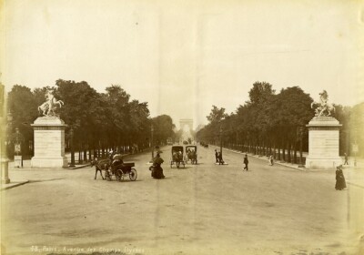 Frankreich Paris Champs Elysees Avenue Pferdekutschen altes Foto 1880