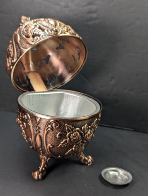 Metal Egg Incense Cone Burner Stand/Holder Copper-Toned  GOOD CONDITION