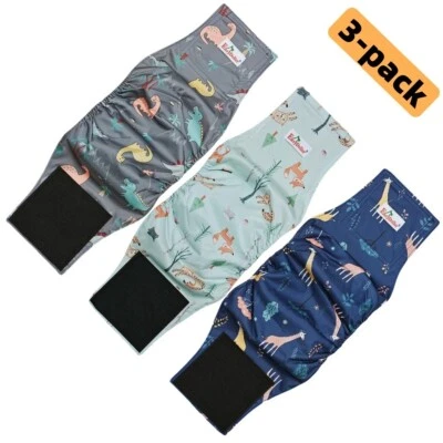 3 Pack Washable Male Dog Diaper Reusable Belly Band Leak Proof Pee Panties Nappy