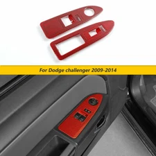 Inner Window Lift Switch Panel Trim Bezel For Dodge Challenger 09-14 Red Carbon