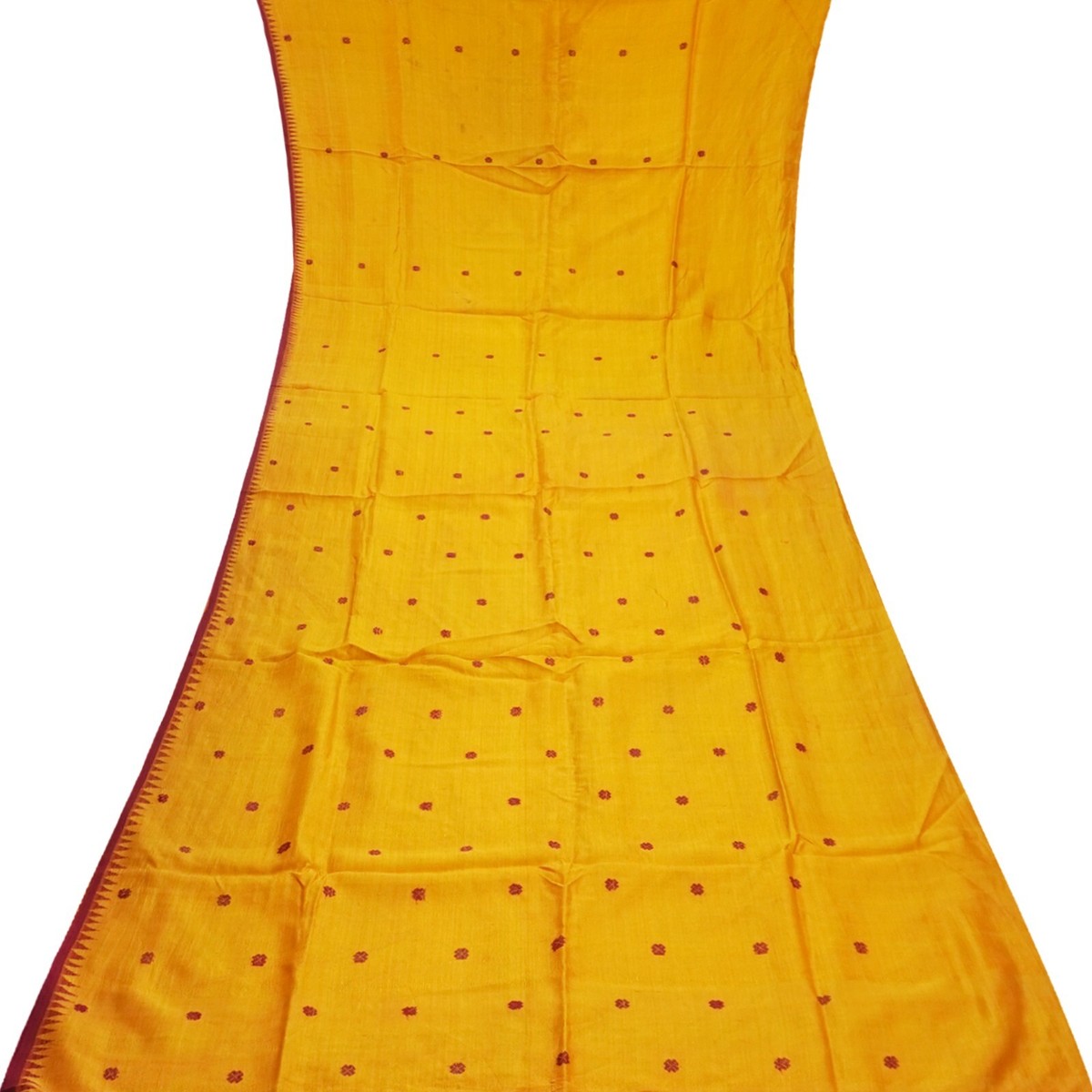open lace back dress Authentic Orange Sambalpuri Cotton Dress Material with Motifs and Medium  Border – Priyadarshini Handloom main image 1