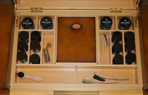 1 OF 1 HERMES PARIS JOHN LOBB EXTRA LARGE SHOE TRUNK HAND DYED LEATHER PANELS - Picture 16 of 24